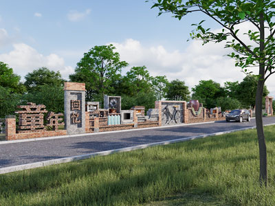 现代复古街景美陈 乡村景墙