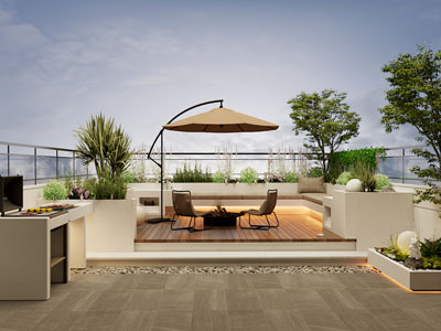 现代露台庭院景观园艺小品