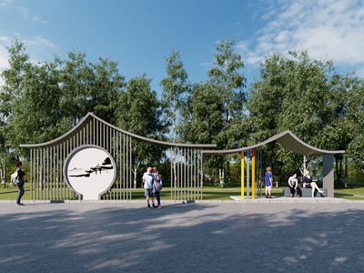 新中式廊架 休闲亭子