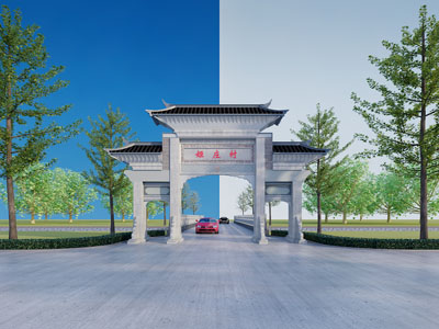 现代乡村仿古建筑大门3d模型 现代乡村仿古建筑大门