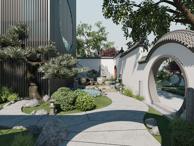 新中式庭院景观园艺小品