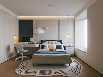 现代卧室 男孩房 儿童房