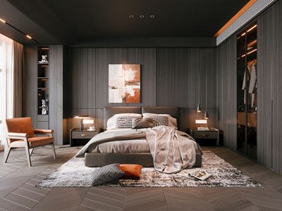 现代暗黑风卧室