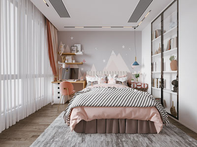 现代卧室 儿童房 女儿房 公主房