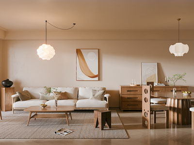 现代中古风客厅餐厅