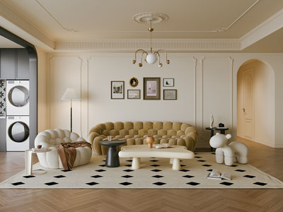 法式奶油风客厅