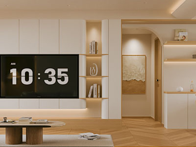 现代奶油风客厅餐厅