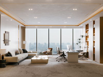 新中式董事长 总经理办公室3d模型 新中式董事长 总经理办公室