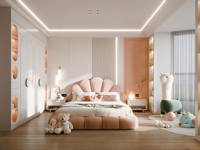 现代奶油风卧室 儿童房 公主房
