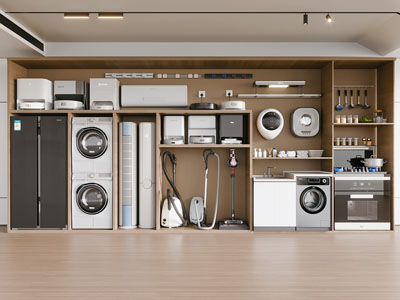现代洗衣机 扫地机 空调 冰箱家用厨房电器3d模型 现代洗衣机 扫地机 空调 冰箱家用厨房电器