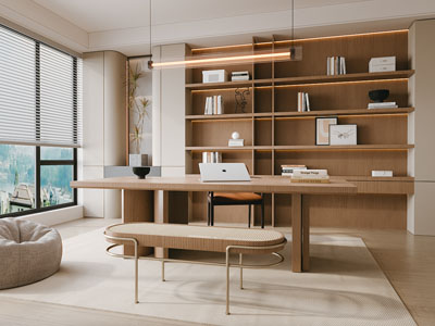 现代原木风书房