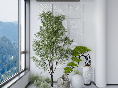 新中式阳台景观园艺小品