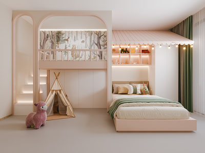 现代奶油风卧室 儿童房