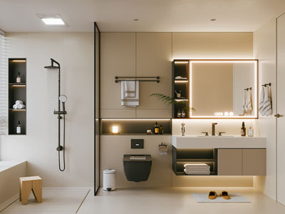 现代奶油风卫浴间 洗手间