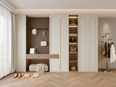 现代奶油风玄关鞋柜