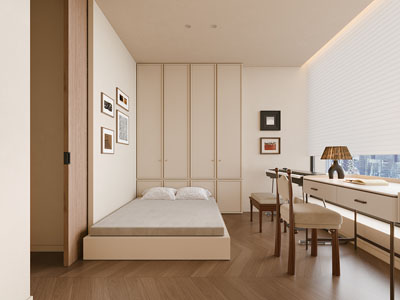 现代奶油风榻榻米卧室