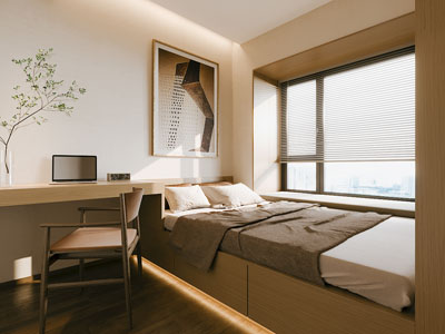 新中式原木风榻榻米卧室