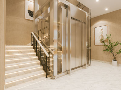 现代轻奢楼梯间 电梯间3d模型 现代轻奢楼梯间 电梯间