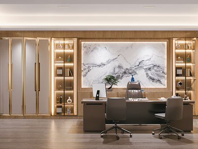 新中式董事长 总经理办公室3d模型 新中式董事长 总经理办公室