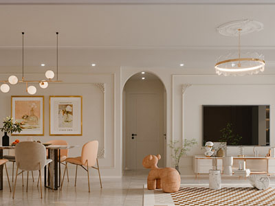 现代轻奢客厅餐厅