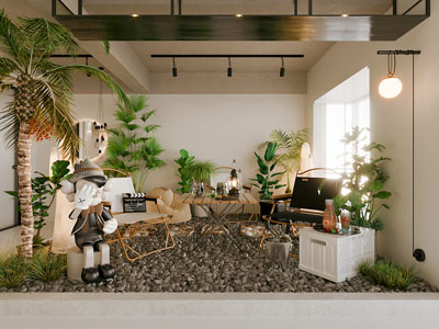 现代露营风餐厅