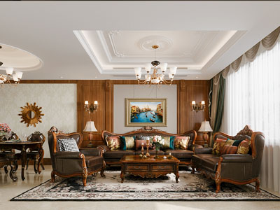 欧式中古风客厅餐厅