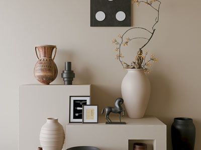 侘寂风陶艺器皿摆件组合