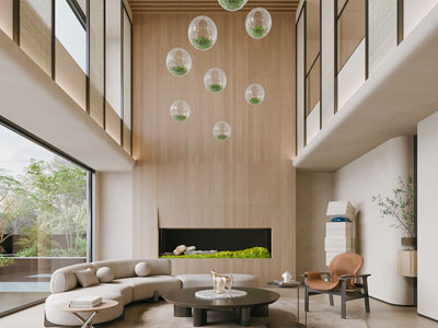 侘寂风别墅挑高客厅