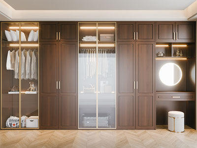 新中式中古风衣柜 梳妆台3d模型 新中式中古风衣柜 梳妆台