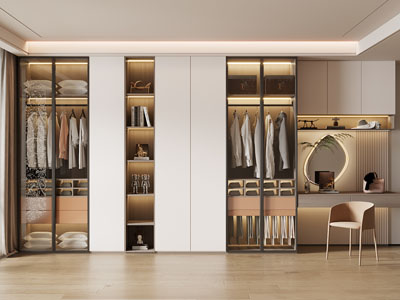 现代玻璃柜门衣柜3d模型 现代玻璃柜门衣柜