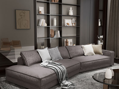 现代客厅弧形多人沙发3d模型 现代客厅弧形多人沙发