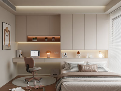 现代奶油风榻榻米卧室