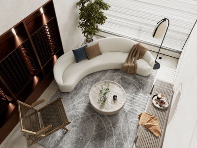 现代客厅 多人沙发 休闲椅子和茶几组合