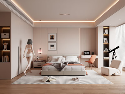 现代奶油风卧室