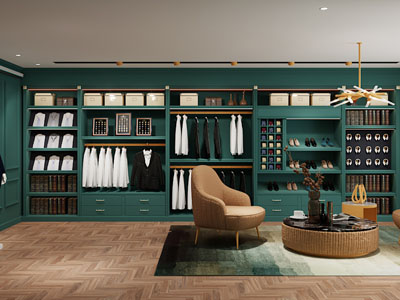 简欧复古服装专卖店 西装定制店3d模型 简欧复古服装专卖店 西装定制店