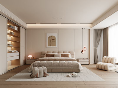 现代奶油风卧室