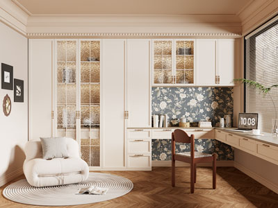 法式奶油风书房