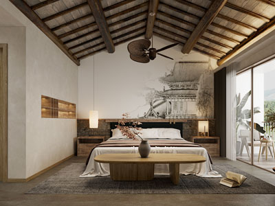 侘寂风民宿酒店客房3d模型 侘寂风民宿酒店客房