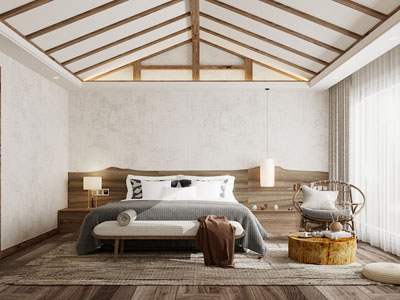 侘寂风中古民宿酒店客房3d模型 侘寂风中古民宿酒店客房