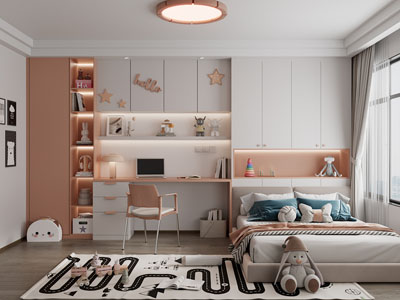 现代榻榻米卧室 公主房 儿童房