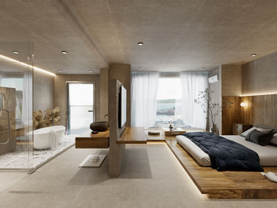 侘寂风民宿酒店客房套房3d模型 侘寂风民宿酒店客房套房