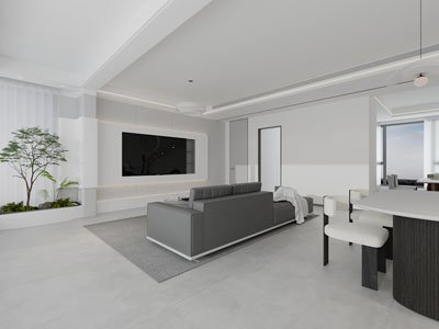 现代客厅餐厅3d模型 现代客厅餐厅