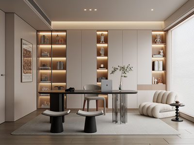 现代奶油风书房