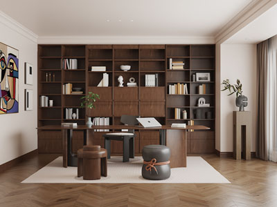 现代中古风书房