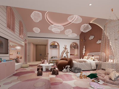 现代酒店公主房 客房套房3d模型 现代酒店公主房 客房套房