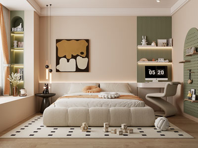 现代奶油风卧室 儿童房