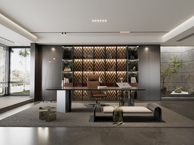 现代董事长 总经理办公室3d模型 现代董事长 总经理办公室