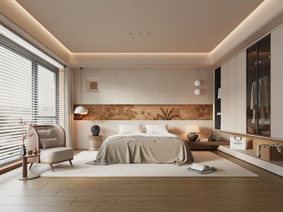 侘寂风中古卧室