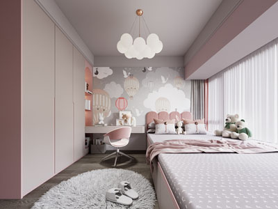 现代榻榻米卧室 儿童房 公主房 女儿房