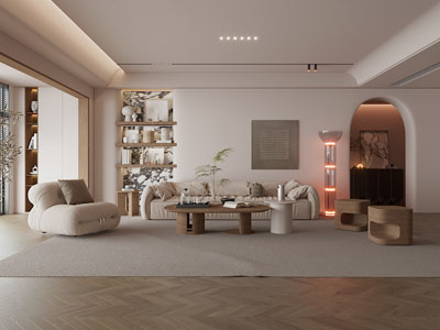 现代奶油风客厅